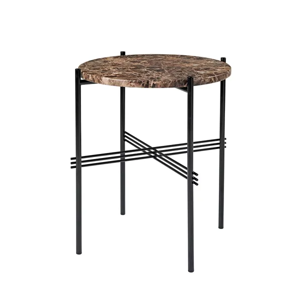 TS Side Table Round Ø40 Black/ Brown Emperador Marble