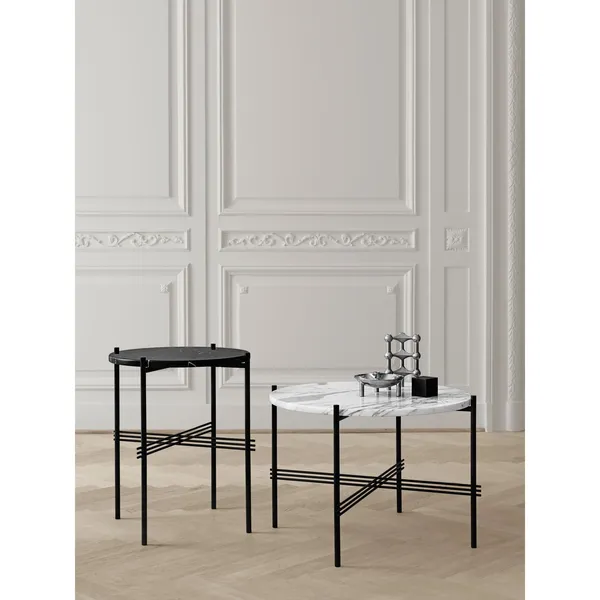 TS Side Table Round Ø40 Black/ Green Guatemala Marble