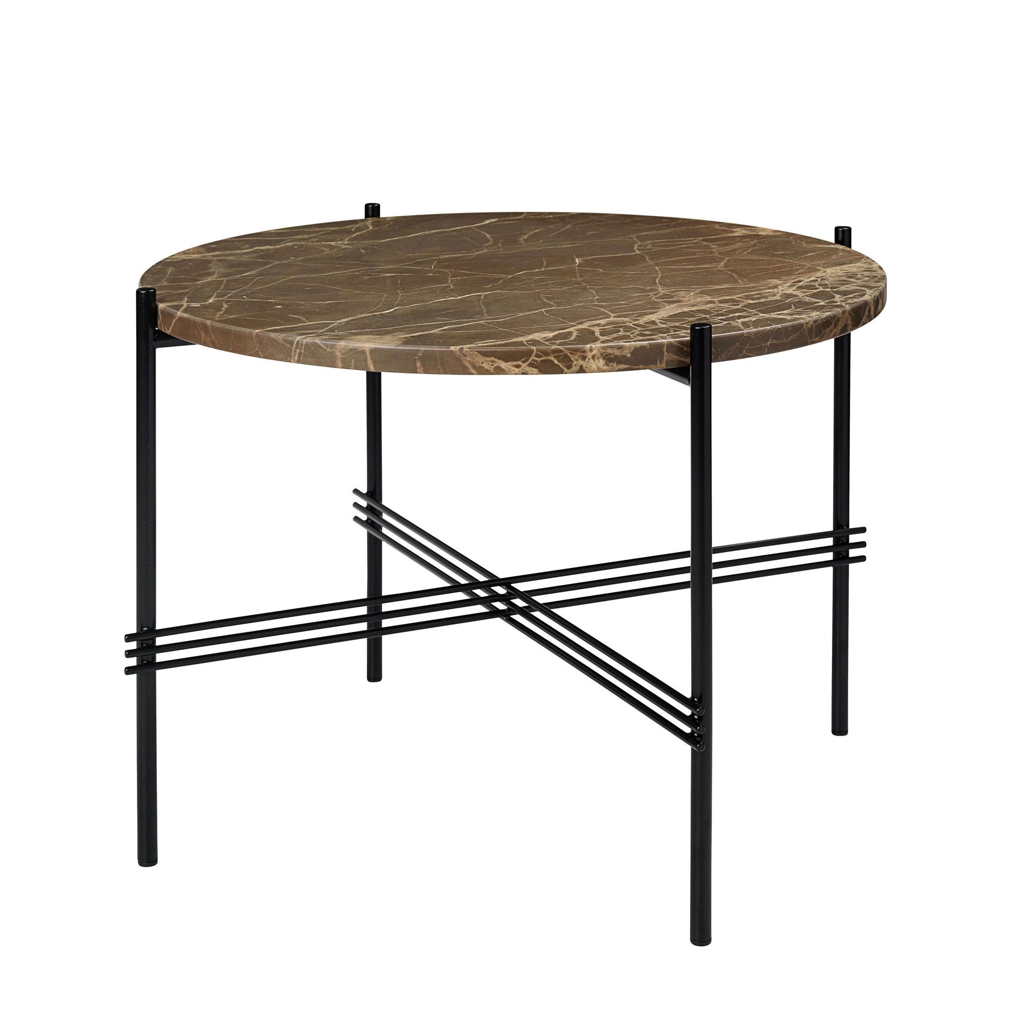 TS Sofabord Rundt 55 Sort/Brun Emperador Marmor