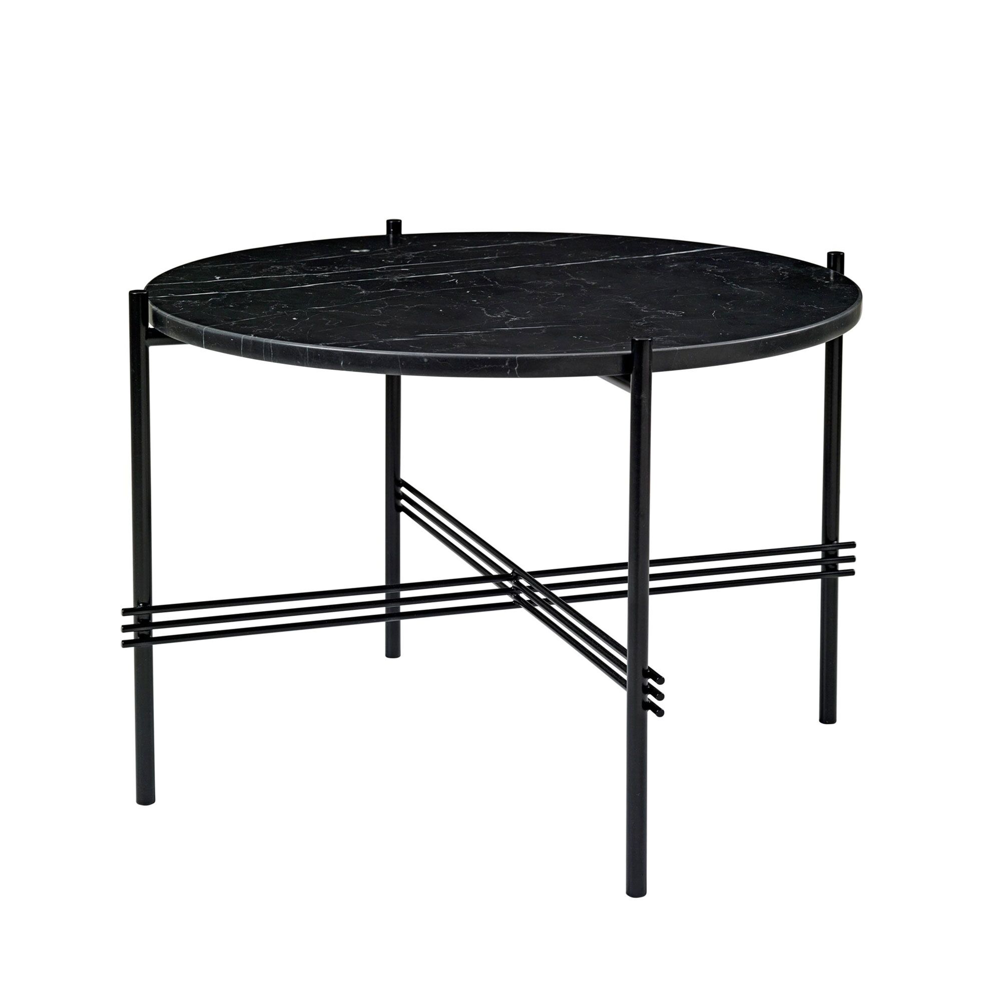 TS Sofabord Rundt Ø55 Sort/Sort Marquina Marmor