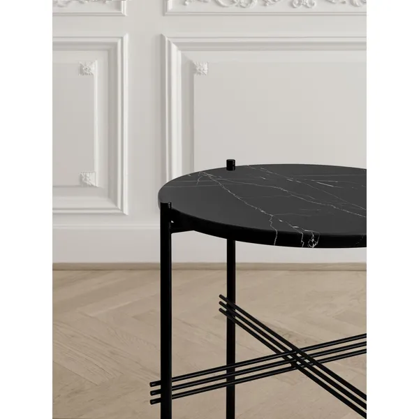 TS Sofabord Rundt Ø55 Sort/Sort Marquina Marmor