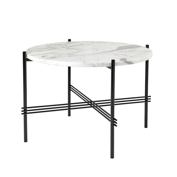 TS Coffee Table Round Ø55 Black/ White Carrara Marble