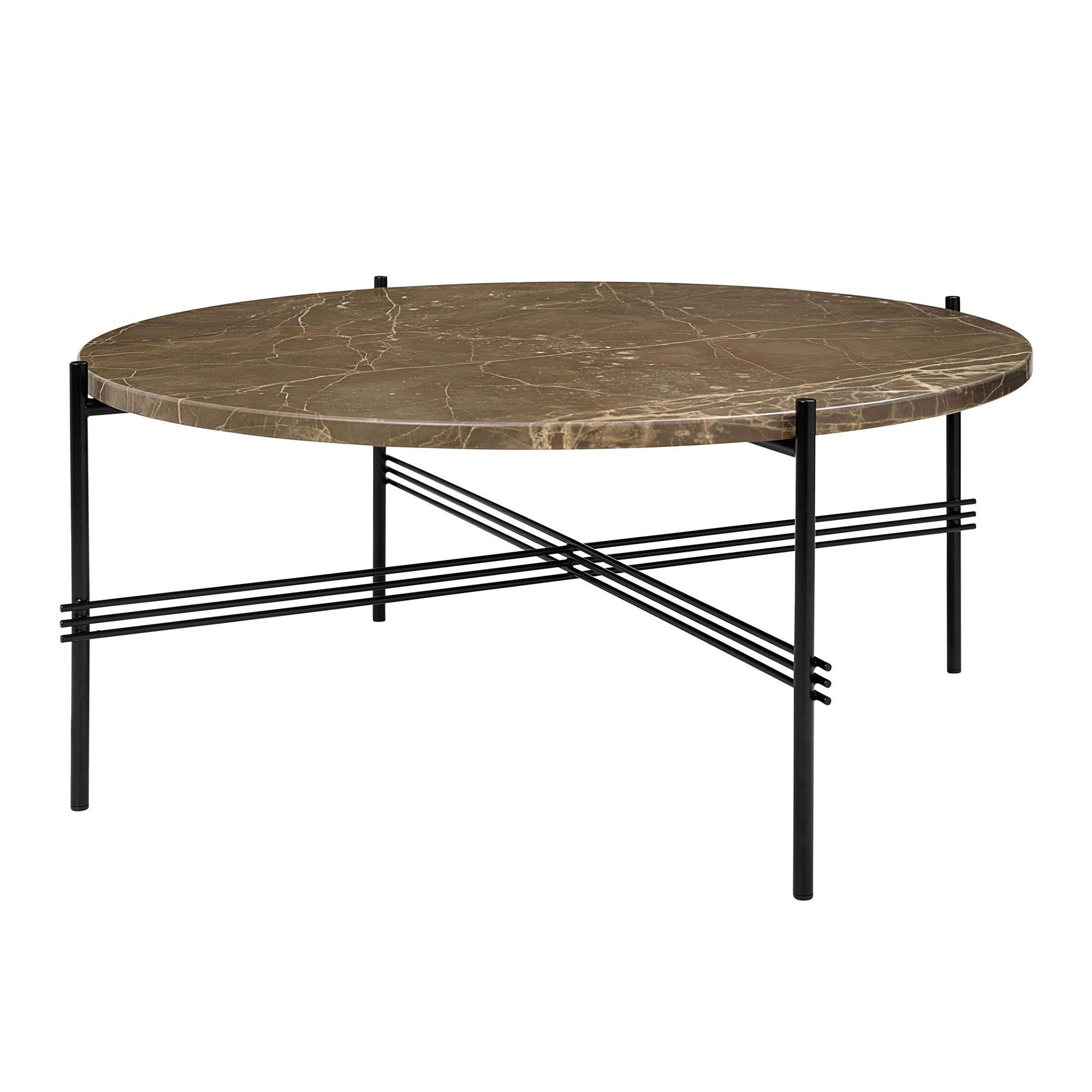 TS Sofabord Rundt 80 Sort/Brun Emperador Marmor