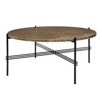 TS Coffee Table Round Ø80 Black/ Brown Emperador Marble