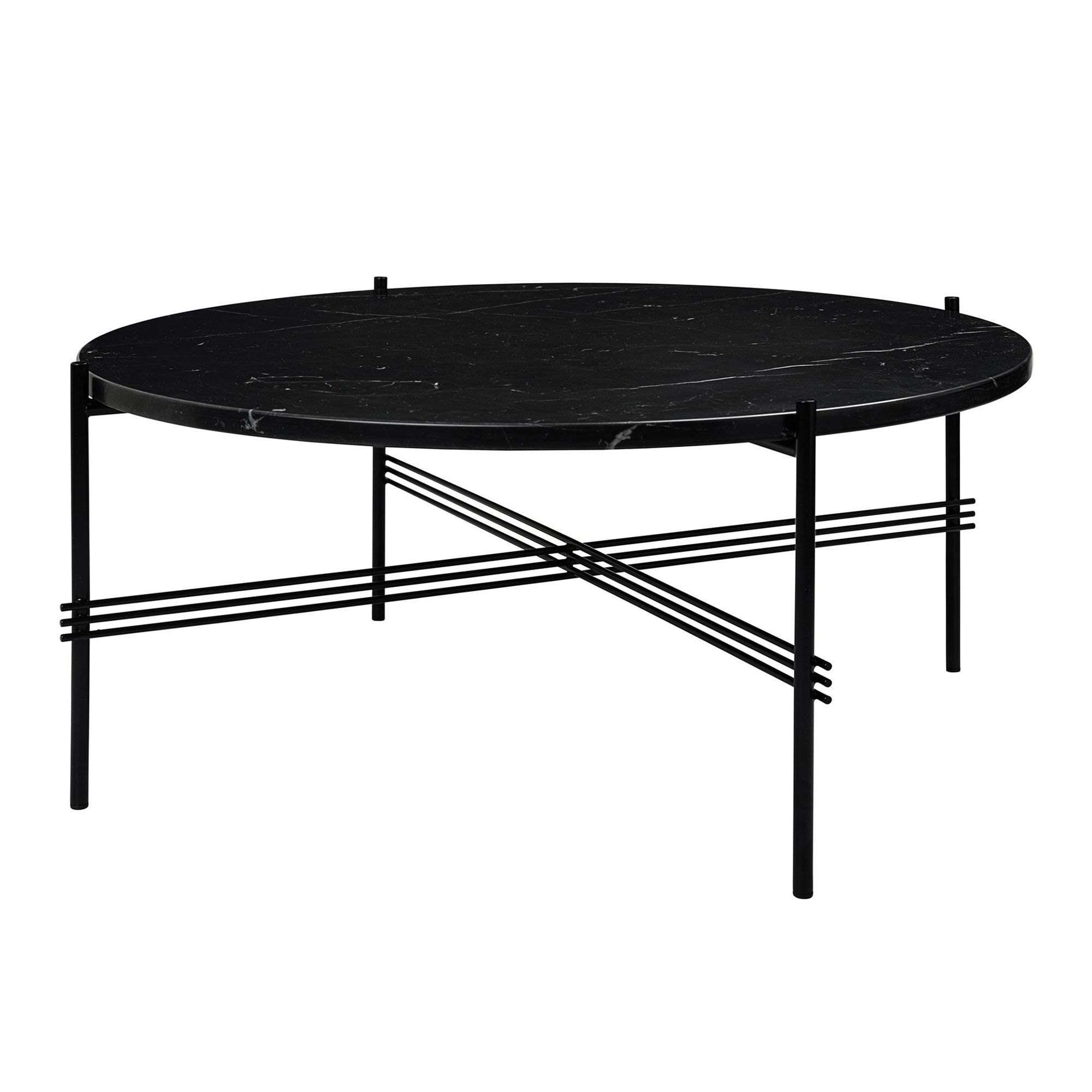 TS Salongbord Rundt Ø80 Sort/ Sort Marquina Marmor