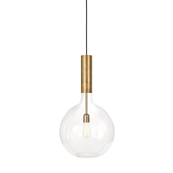 Rosdala Stor Taklampe – Klart Glass og Rå Messig