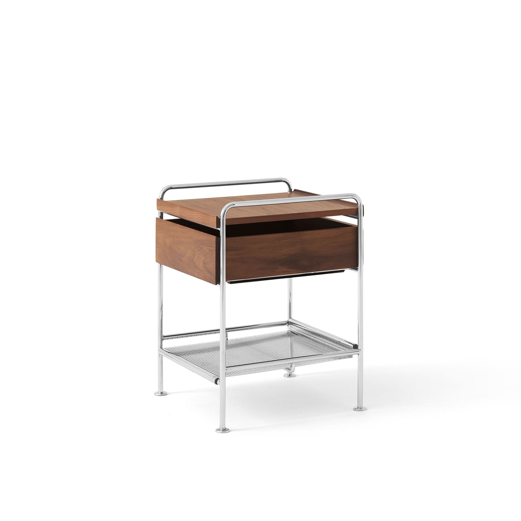 Alima NDS3 Side Table Krom/Lakkert Valnøtt