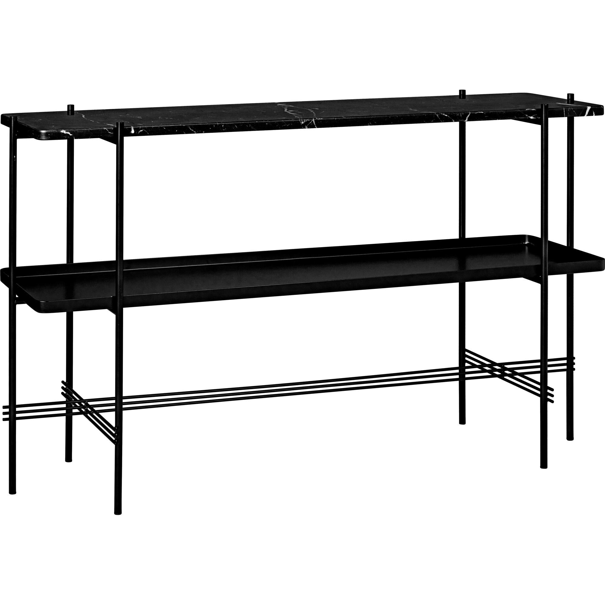 TS Konsolbord H72 cm med 2 Hylder og Bakke Sort/Sort Marquina Marmor