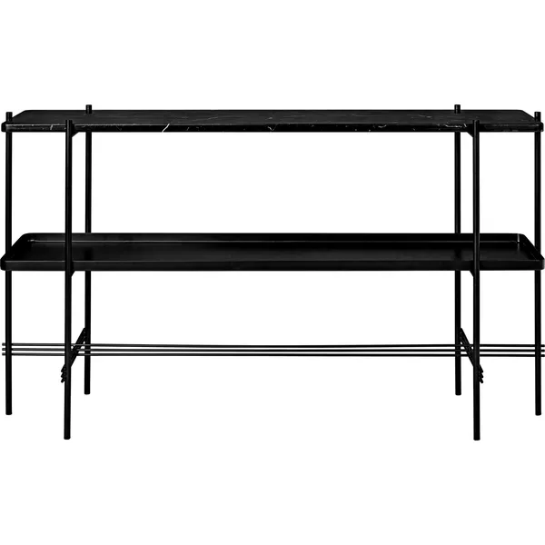 TS Console Table H72 cm with 2 Shelves and Tray Black/ Black Marquina Marble