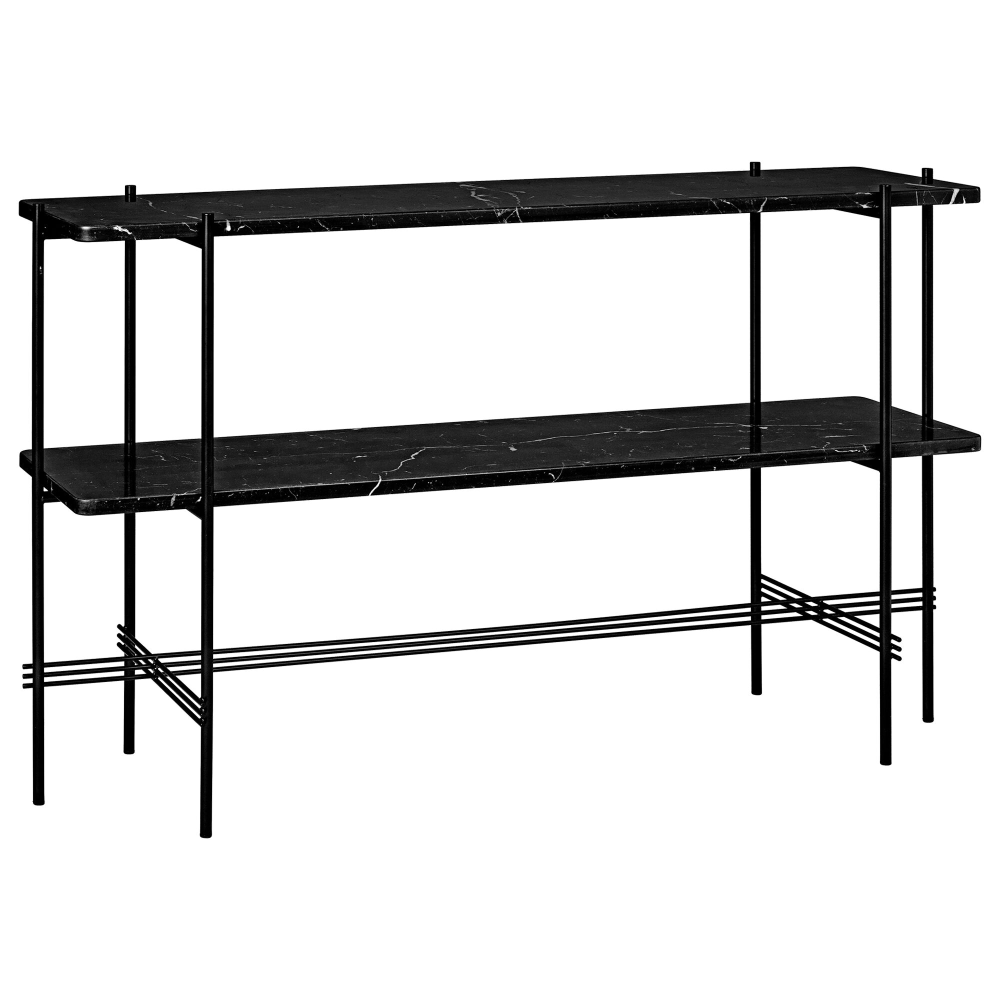 TS Konsolbord H72 cm med 2 Hylder i Sort Marquina Marmor