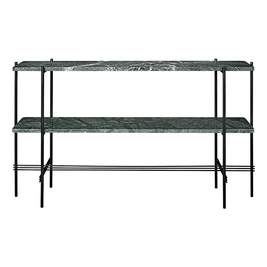 TS Konsolbord 120x72 Med 2 Hylder Sort/Green Guatemala Marmor