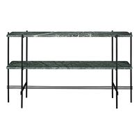 TS Konsolentisch 120x72 mit 2 Regalen Schwarz/ Grüner Guatemala-Marmor