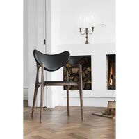 Salon Dining Chair Upholstered Oiled Oak/ Black Leather