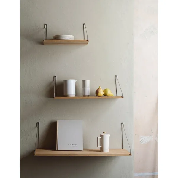 Single Shelf 20x40 Oak/ Brass