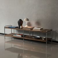 Alima NDS4 Plank 162x38x42 cm Chroom/Geoliede Massieve Walnoot