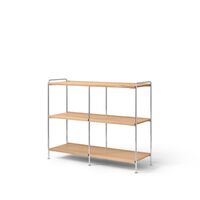 Alima NDS5 Shelving 123x38x95 cm Chrome/Solid Lacquered Oak