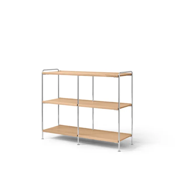 Alima NDS5 Shelving 123x38x95 cm Chrome/Solid Lacquered Oak