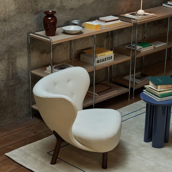 Alima NDS5 Shelving 123x38x95 cm Chrome/Solid Lacquered Oak
