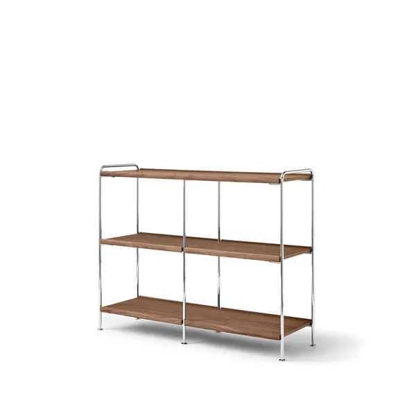 Alima NDS5 Shelving 123x38x95 cm Chrome/Solid Lacquered Walnut