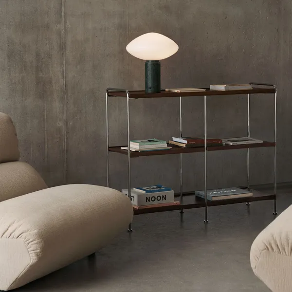 Alima NDS5 Shelving 123x38x95 cm Chrome/Solid Lacquered Walnut
