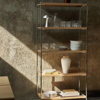 Alima NDS6 Shelving 83x38x174 cm Chrome/Solid Lacquered Oak