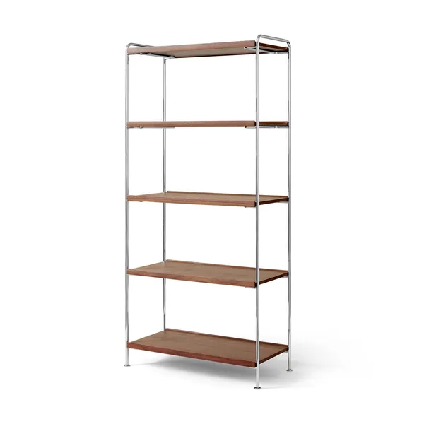 Alima NDS6 Shelving 83x38x174 cm Chrome/Solid Lacquered Walnut