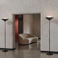 Gio LN28 Lampada da terra Emperador/Cromo scuro/Bianco ecrù