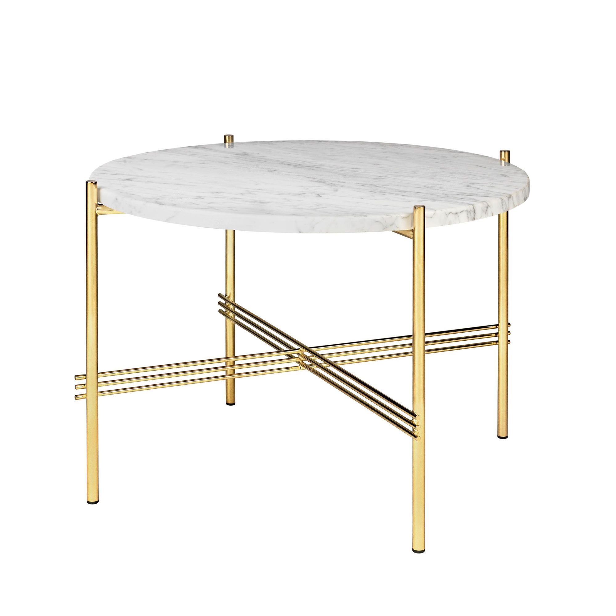 TS Sofabord Rundt Ø55 Messing/Hvid Carrara Marmor