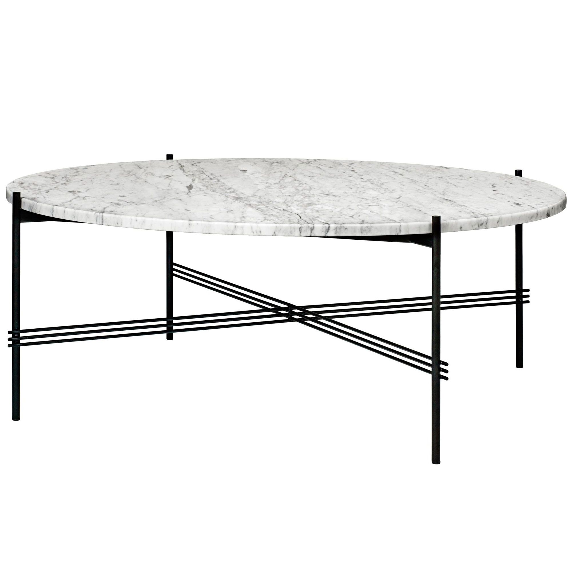 TS Salongbord Rundt Ø105 Sort/ Hvit Carrara Marmor