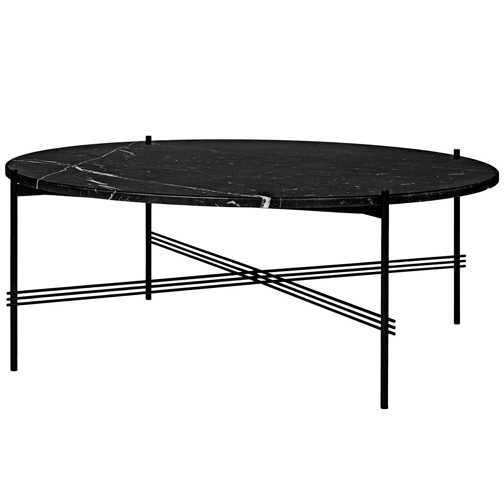 TS Sofabord Rundt Ø105 Sort/Sort Marquina Marmor