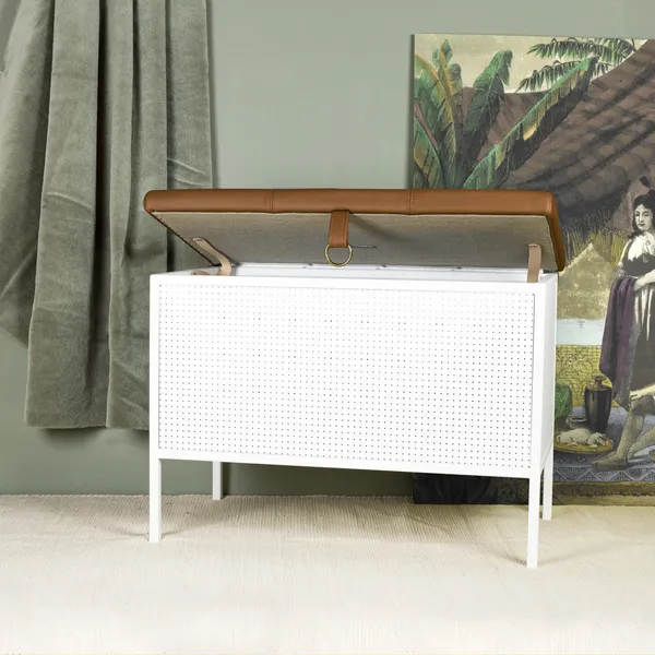 Frank Storage Bench White/ Brown