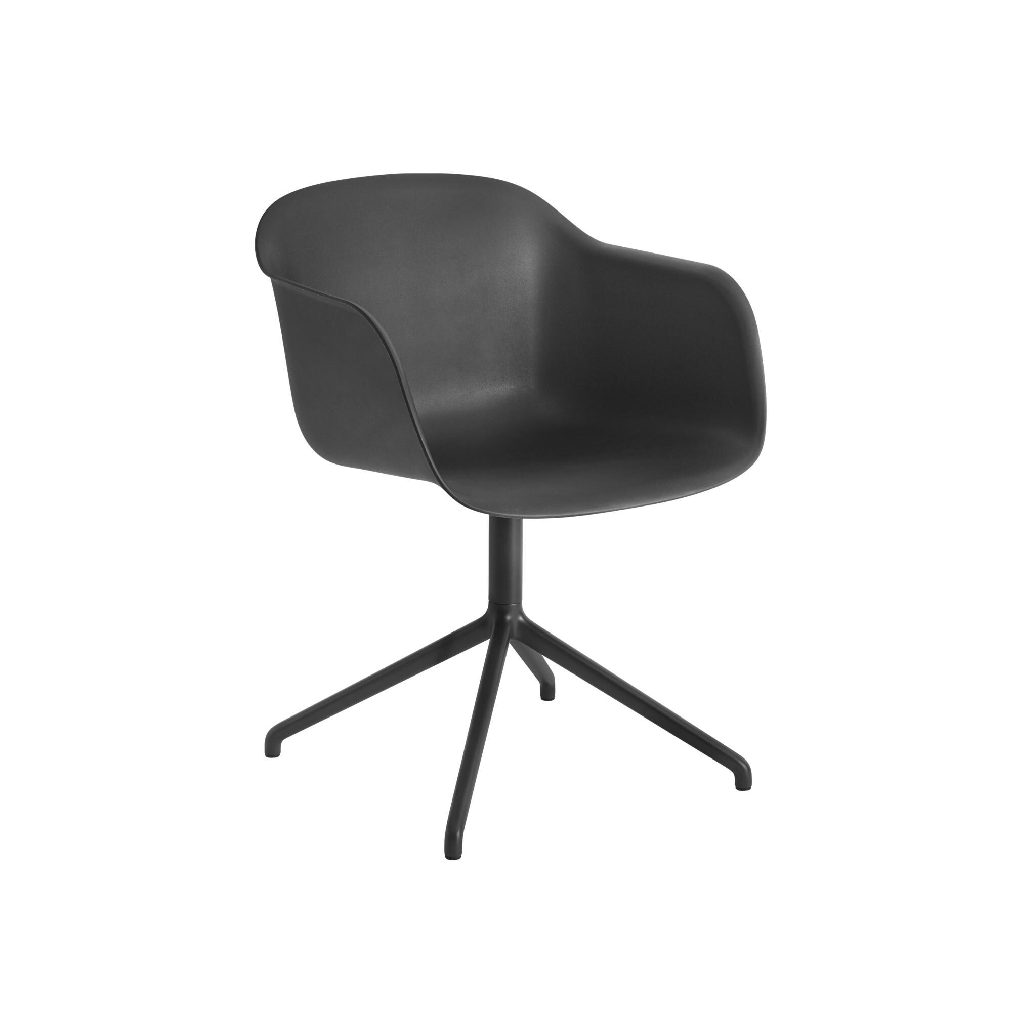 Fiber Spisebordsstol med Armln og Swivel Base Sort