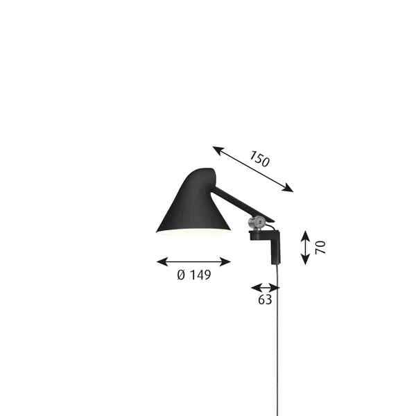NJP Væglampe Kort Arm 2700K Sort