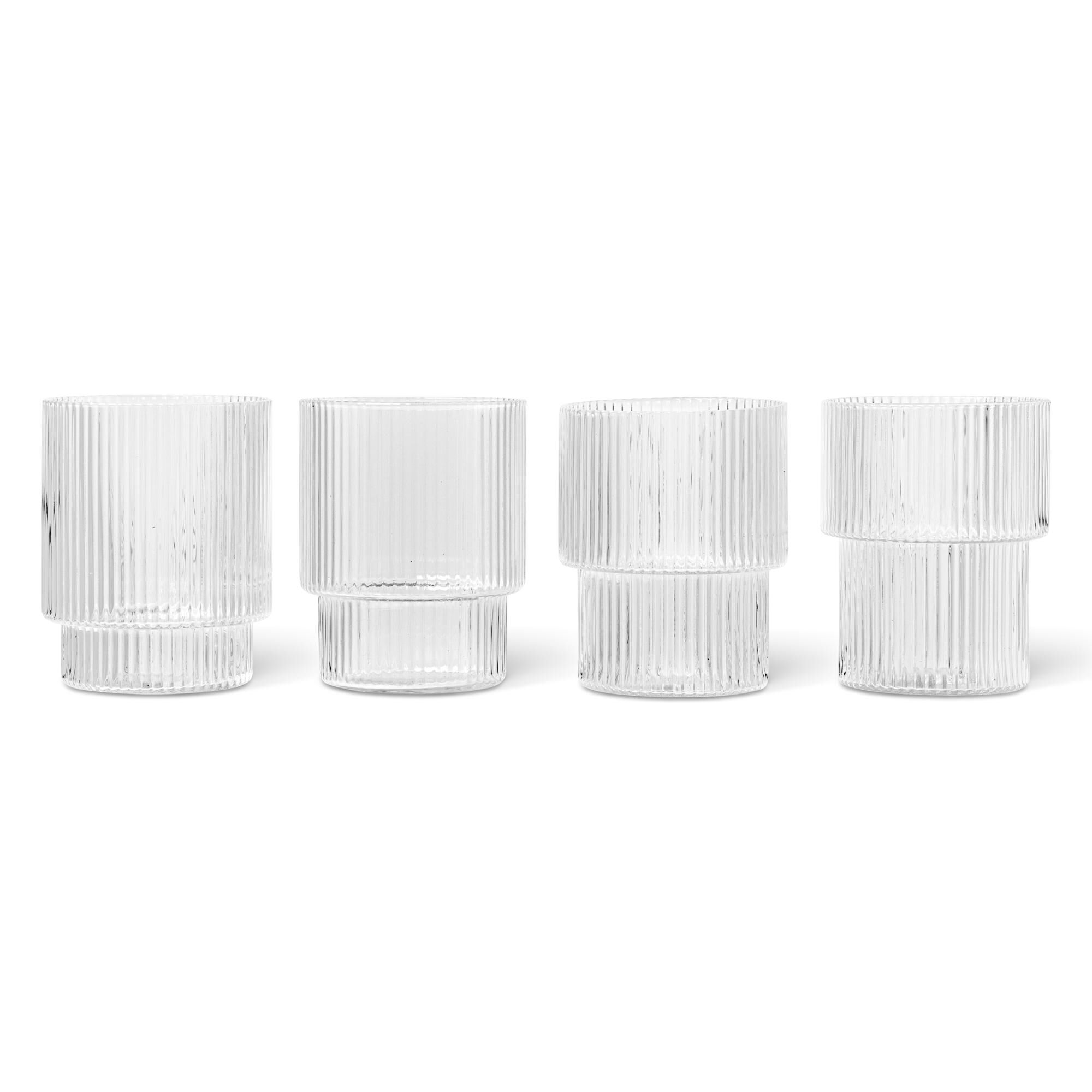 Lot de 4 Verres Ondulés Transparents