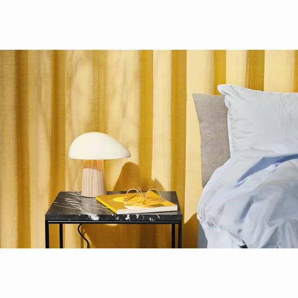 Night Owl Table Lamp Smoked White with Ash Wood Base