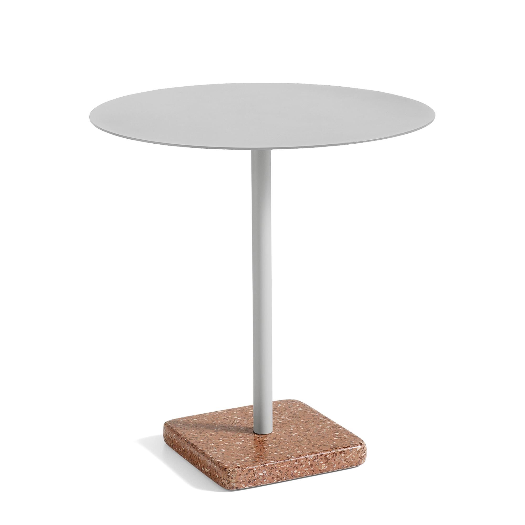Terrazzo Outdoor Cafétisch Ø70 Himmelgrau/ Rot Terrazzo