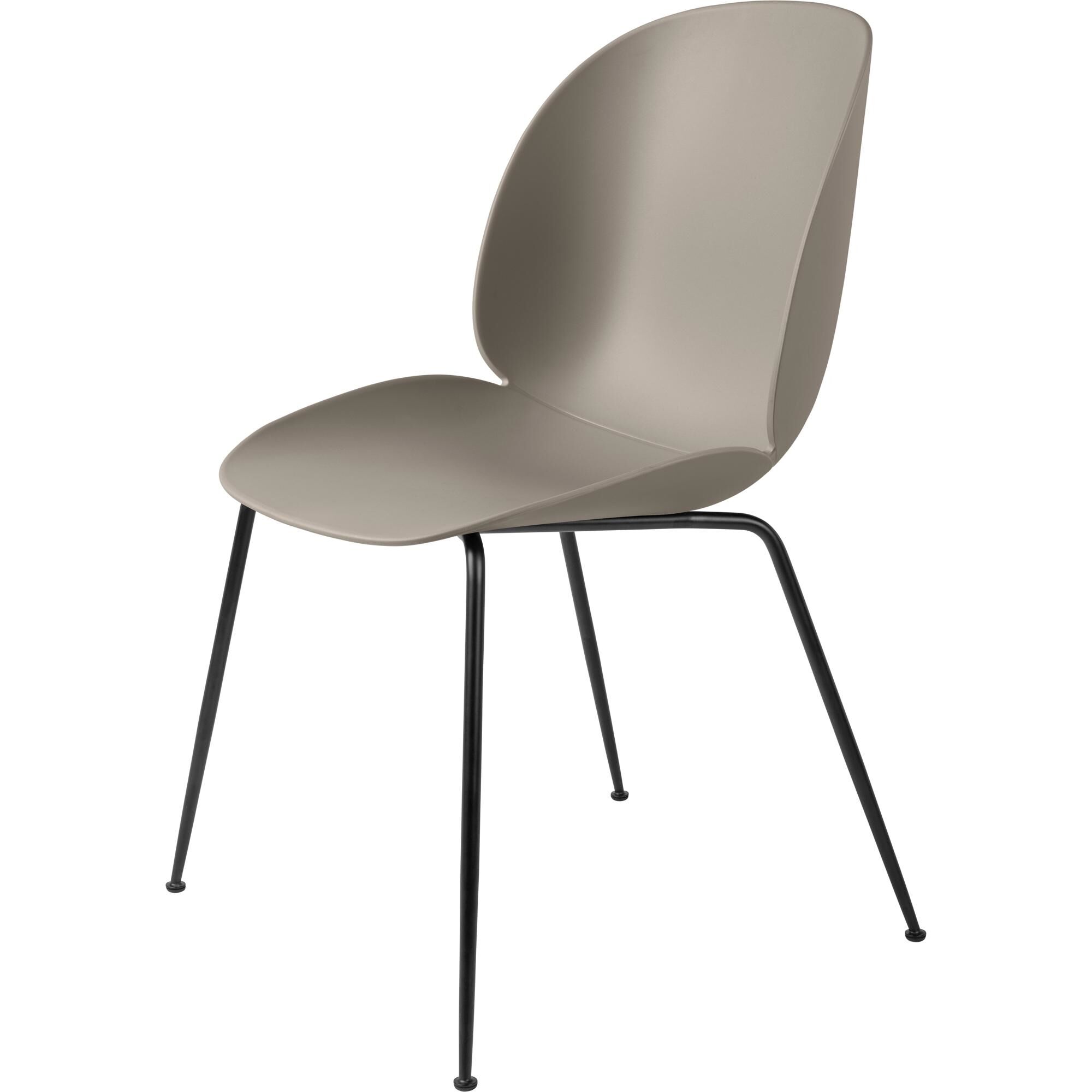 Beetle Chaise de Table de Salle à Manger Base Conique Mat Noir/ Nouveau Beige