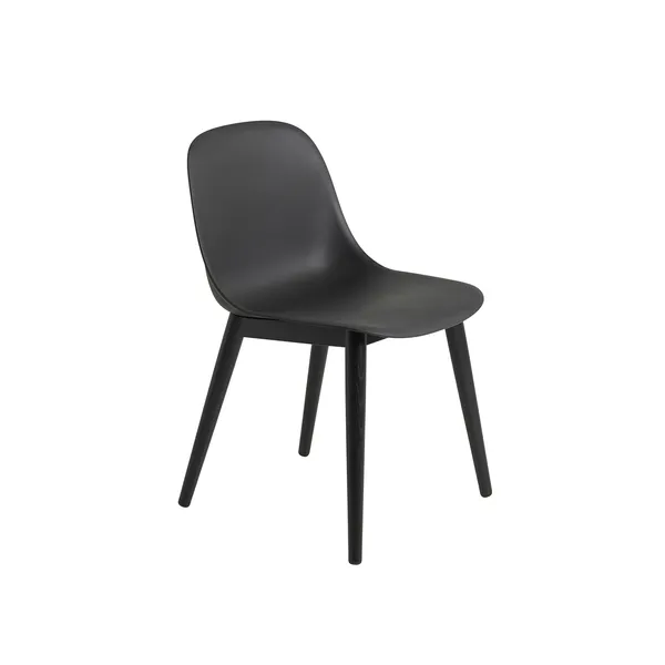Fiber Dining Chair w. Wood Base Black