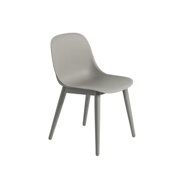 Fiber Dining Chair w. Wood Base Gray