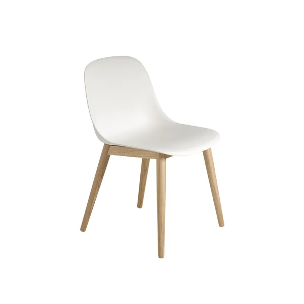 Fiber Dining Chair w. Wood Base White/ Oak