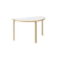 95 Half-round Dining Table White Laminated Birch