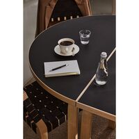 95 Half-round Dining Table White Laminated Birch