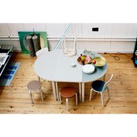 95 Half-round Dining Table White Laminated Birch