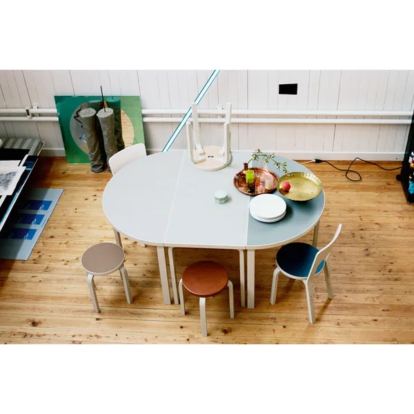95 Half Round Dining Table Black Laminated Birch