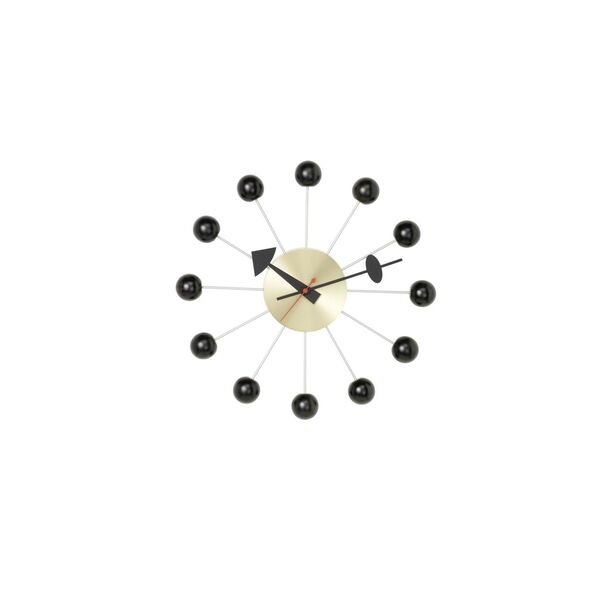 Ball Klok Wand Zwart/Messing