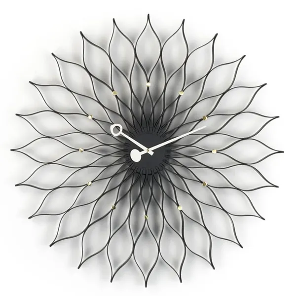 Sunflower Clock Schwarz/ Messing