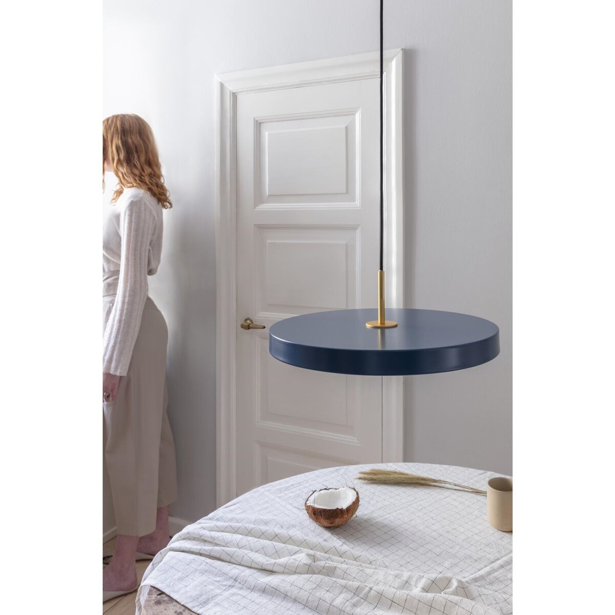 Asteria Pendant Petroleum Blue with Brass Top