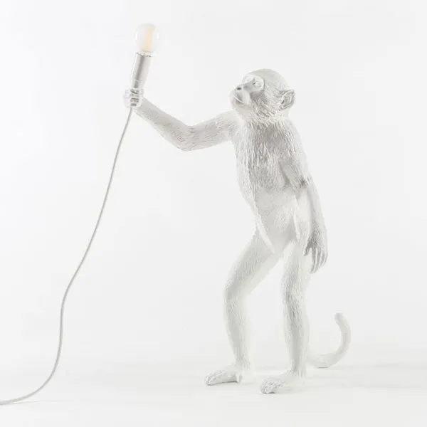 Monkey Standing Table Lamp White