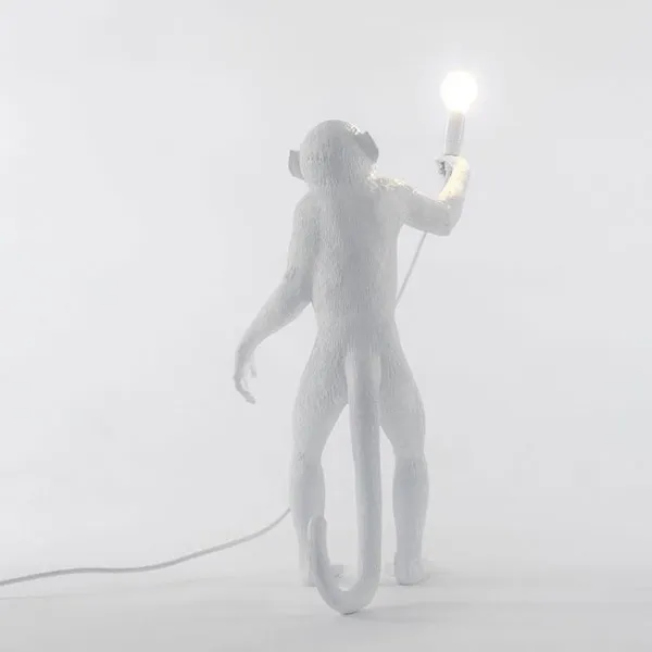 Monkey Standing Table Lamp White