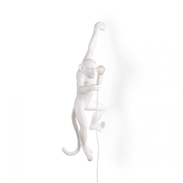 Monkey H&auml;ngande V&auml;nster V&auml;gglampa Vit